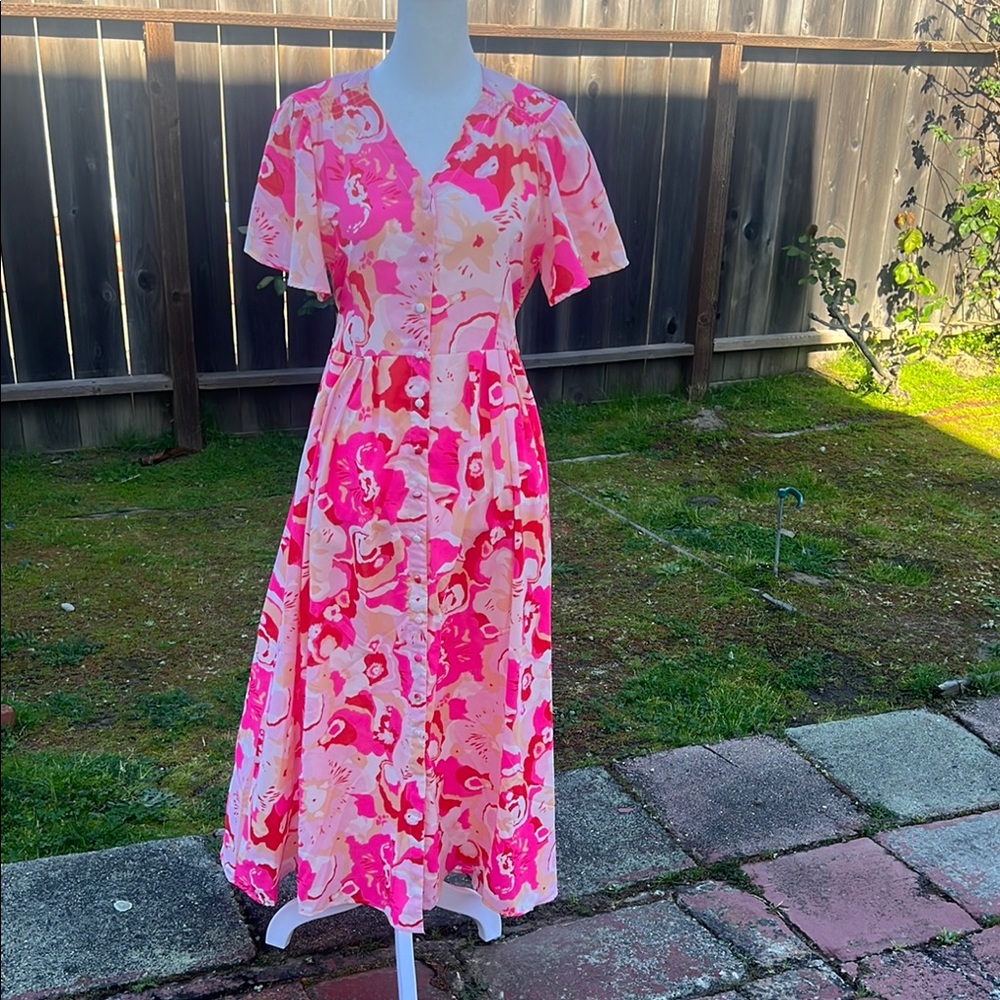 Sunday Up Floral Pink and White Women's Dress